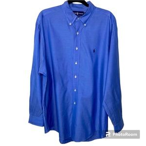 Ralph Lauren Long Sleeve Shirt Size 17/34-35 Blue Button Down Blue Label